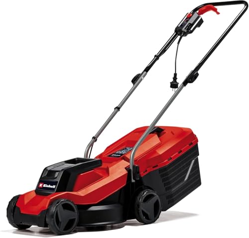 Einhell Electric Lawn Mower GC-EM 1000/32 (1000W, 32 cm Cutting Width, up to 300 m², 30 l Grass Collection Basket, 30–70 mm Cutting Height, Folding Guide bar)