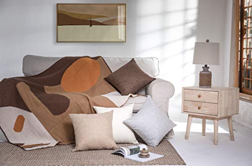 Elara Star Set Of 2 Linen Throw Pillow Cases Solid Square Decorative Pillow Covers 18X18 Inch For Couch Sofa Bed Chair,Natural Linen #TOP7