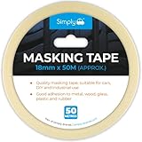 Simply Auto 18mmx50m Masking Tape - Adhesive Tape Ideal For Painters, Decorators, Professionals and DIY Use. 18mm Wide, 50m roll.