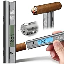 XIFEI Digital Cigar Hygrometer, Portable Cigar Humidity Meter with LCD Display, Built-in Stand & Stopwatch, Accurate Moisture Tester for Humidor, Ideal Gift for Cigar Enthusiasts Gray