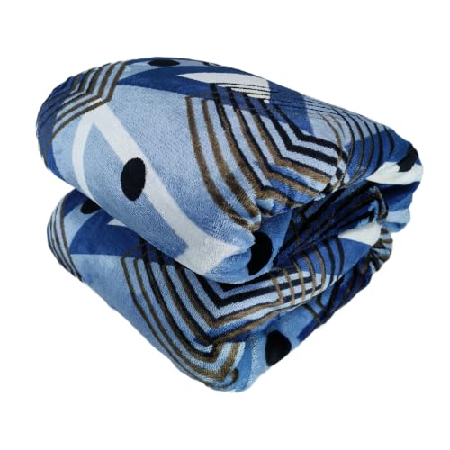 Image of Winter Premium Flannel Velvet Warm Duvet Cover Quilt Cover | Rajai Cover | Blanket Cover | Comforter Cover Single Size 60x100 inches Woollen (Blue Abstract Pattern, Single Bed)