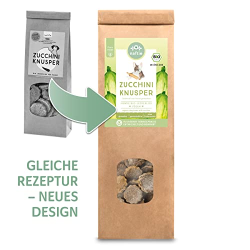 naftie Bio Leckerlies Zucchini Knusper Hundekekse - nur für artige Hunde - Hundeleckerli mit Buchweizenmehl - glutenfrei, handgebacken - 150g