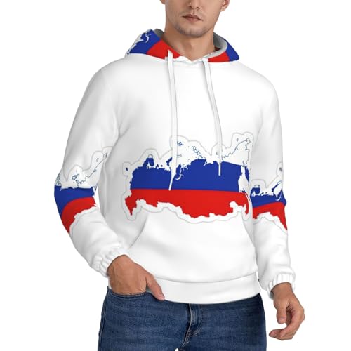Sweat homme carte de Russie col rond chaud et isolant pour l'hiver