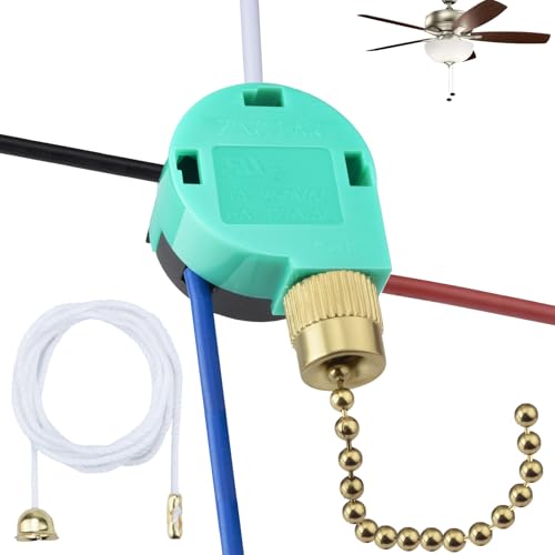 Image of BFXM Ceiling Fan Switch ZE-268S6 3 Speed 4 Wire, Gold with Wires