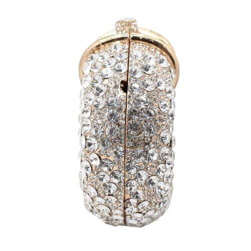 Image of UMREN Women Crystal Oval Shell Evening Purse Bags Luxury Rhinestone Clutch Unique Gems Handbag Bridal Wedding Shoulder Bag
