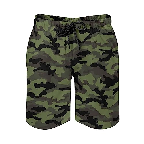 Army Green Camouflage Mens Swim Trunks Quick Dry Beach Shorts Casual Sports Board Shorts Swimwear with Pocket2