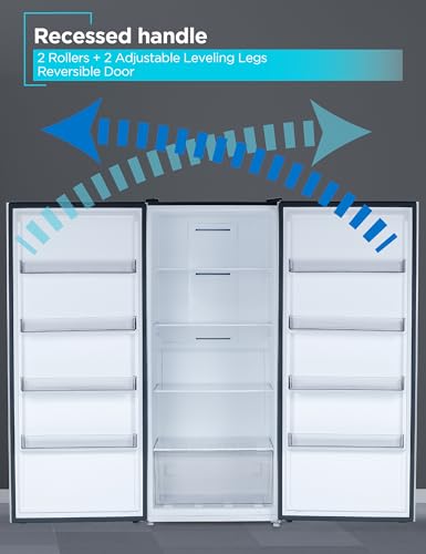 Image of BLACK+DECKER 21 Cu. Ft. Convertible Freezer Refrigerator, Upright Freezer or All Fridge with Glass Shelves, Reversible Door, R600a Refrigerant, ENERGY STAR rated, Frost Free, BUC2100JS, Stainless Look