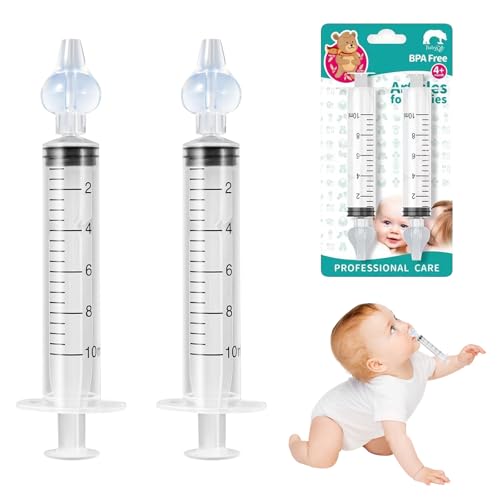 Anluomafuy 2 Stück Baby Nasendusche 10 ml Professionelle Nasenspülung Wiederverwendbar Nasenspüler Sicher und Komfortabel Silikon-Nasensaugspitze Tragbar