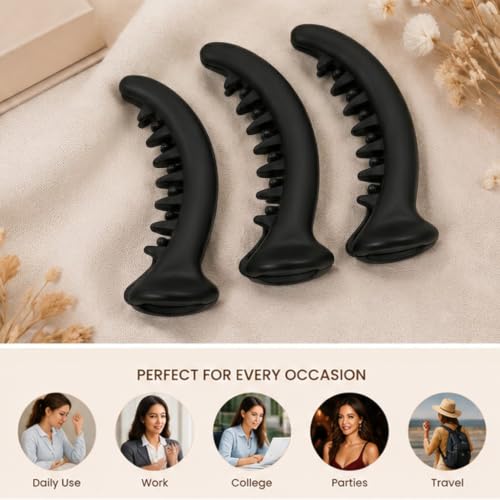 Image of Glaze Matt Finish Hair Clip for Women & Girls Pack of 3 Banana Clip (large)