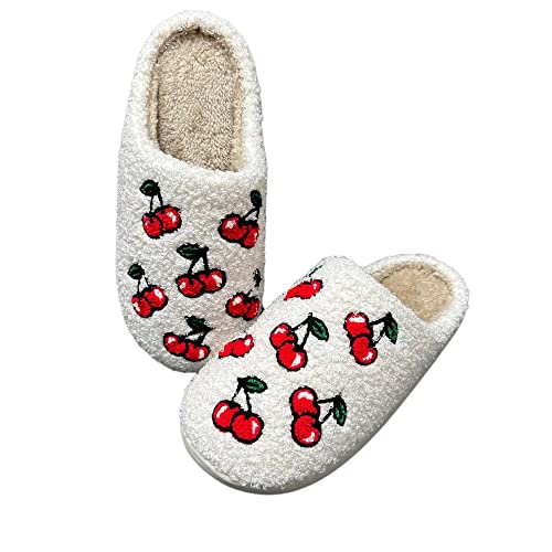 Image of Women's Men's Strawberry Slippers Cute Fruit Home Slippers Winter Fuzzy Memory Foam Fluffy Warm House Shoes