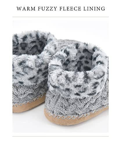 Image of DICUIRD Womens Soft Sole Warm Fluffy Slipper Boots Socks