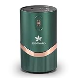 Waterless Essential Oil Diffuser 20ml Large Capacity, Aluminum Scent Machine for Car with Battery Indicator, 3 Mist Levels & Continuous Spray, Anti-TIPP, Timer & Night Light Function (Green-B)