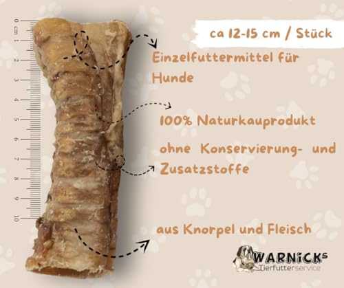 Warnick´s Tierfutterservice - Rinderstrossen/Luftröhre 2 x 1kg- Hundesnack - 12–15 cm Stücke – luftgetrocknet, geruchsarm & naturbelassen – Warnicks Kausnack zur Zahnpflege & Beschäftigung