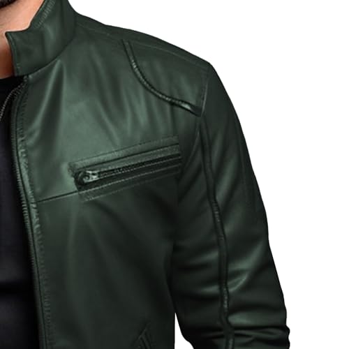 Mens Stand Up Punk Leather Jacket Moto Coat Men For Bikers Leather Biker Blazer Cafe Racer Style Pu Jackets3