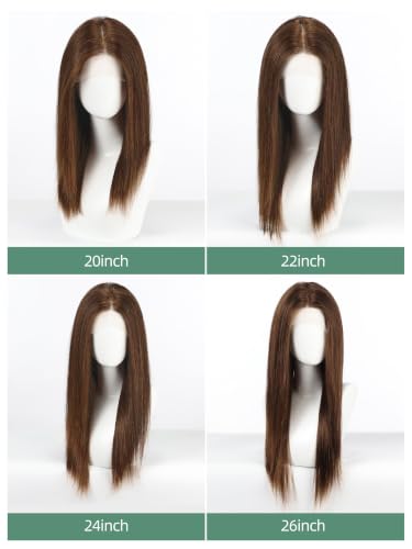 Image of 4.5x6 HD Glueless Human Hair Brown Lace Front Wigs for White Women Nature Brunette Straight Wig Pre Plucked 180% Density Transparent (24inch)