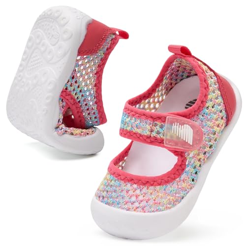 BARERUN Baby Unisex Baby Sandal and Water Shoe Unisex-Child Walking Shoes Water Shoes Kids Closed Toe Water Shoes Pink Toddler Shoes Size 10-10.5