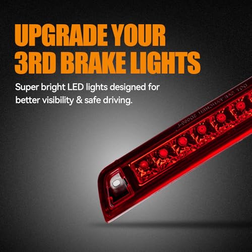 Image of Third 3rd Brake Light LED for 2006-2014 Honda Ridgeline, High Mount Rear Brake Lights Assembly for 06-14 Ridgeline, Waterproof Center Cab Lamp Stop Light (RED)