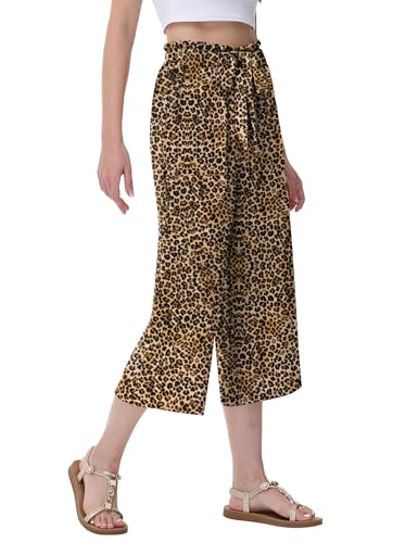 FreshNight Women's Wide Leg Pants Elastic Waist Capris Pants for Women 2025 Summer Business Casual Outfits for Women3