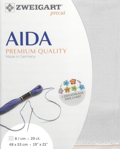 Image of Wizardi Aida Extra fine 20 Count Grey. Needlework Canvas, Cross-Stitch Fabric, Embroidery Cloth, Needlepoint Canvas. 3326 /786 Precut Zweigart