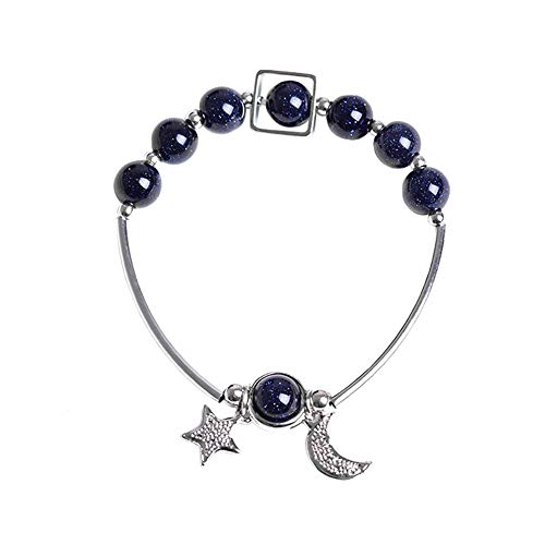Moda Mujer Hombre Pulseras Suerte Azul Oceano Luna Brillantes Joyeria, 8 Beads