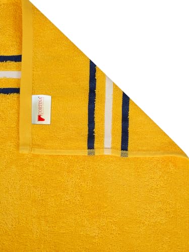 Image of Cortina 480 GSM Ultra Soft, Super Absorbent, Antibacterial Treatment, 100% Cotton Large Bath Towel, 70 cms x 140 cms (Blue /Yellow, Set of 2)