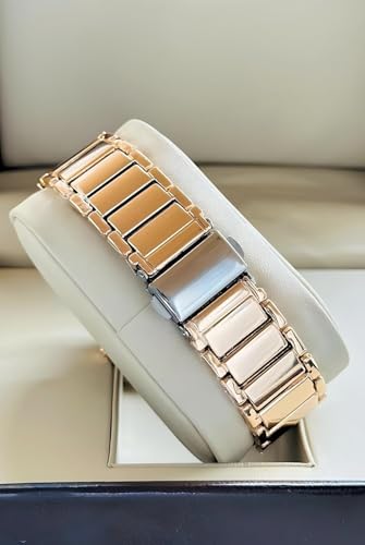 Image of SWADESI STUFF Newly Arrived Sqaure Dial Rose Gold Stainless Steel Strap Casual Elegant Watch for Women