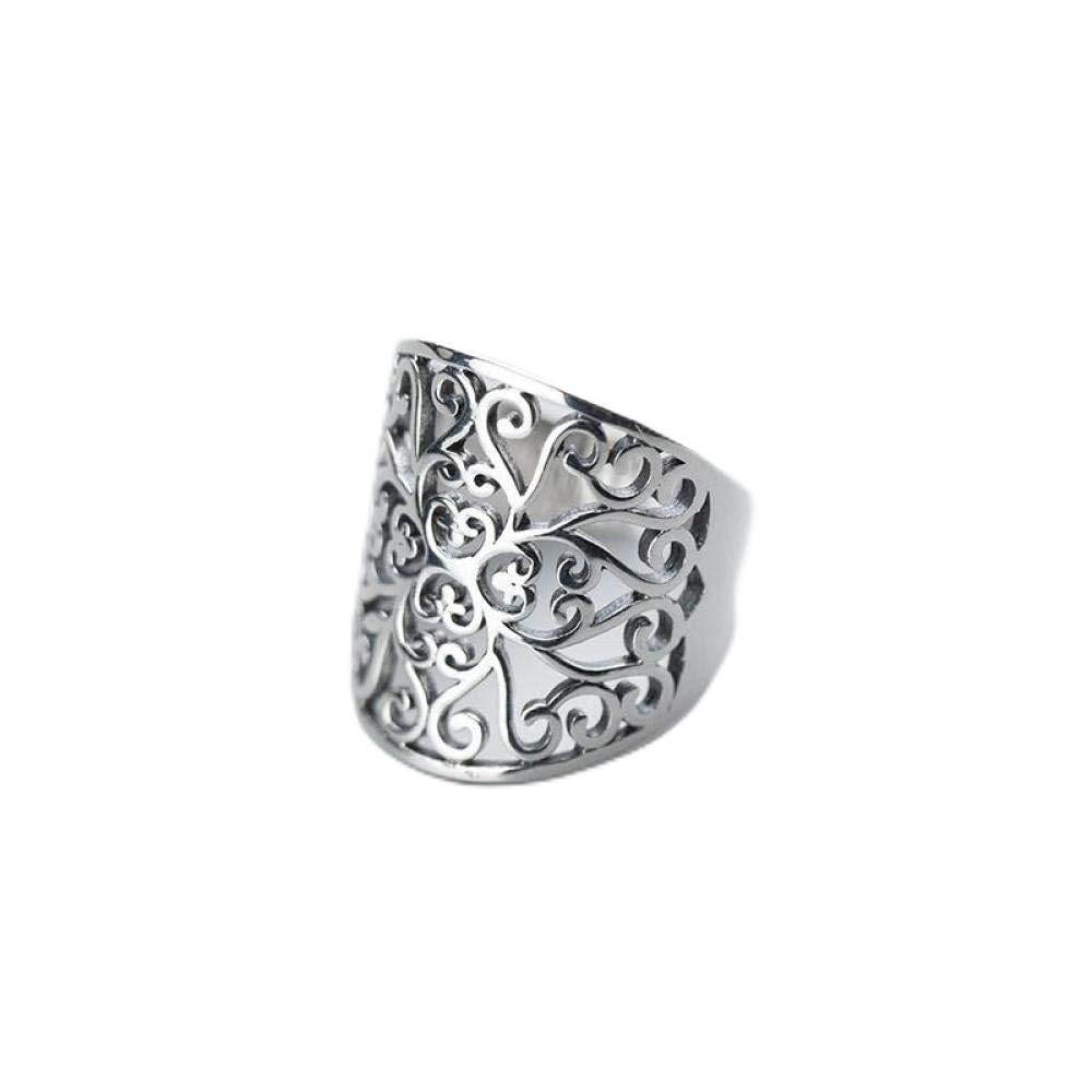 925 Verstellbar Silber Damen Offener Ring Vintage Durchbrochen Muster Breiter Ring Unisex Halloween Kleidung Kreative Party