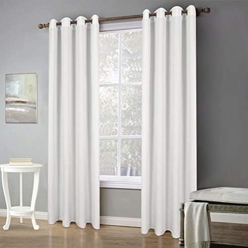 MvchennL Rich Natural Linen Blend Curtains Soft Grommet 2 Panels Light Reducing Thick Drapes for Living Room/Bedroom/Office/Dining Room Window Treatment (White, 59" Wx102 L)