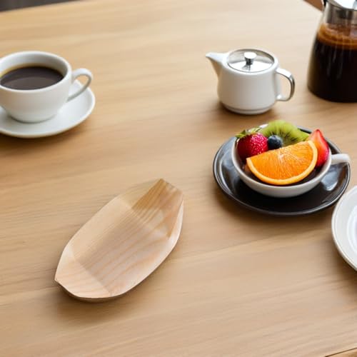 Platos de sushi desechables en forma de barco, envases de madera resistente para catering 6