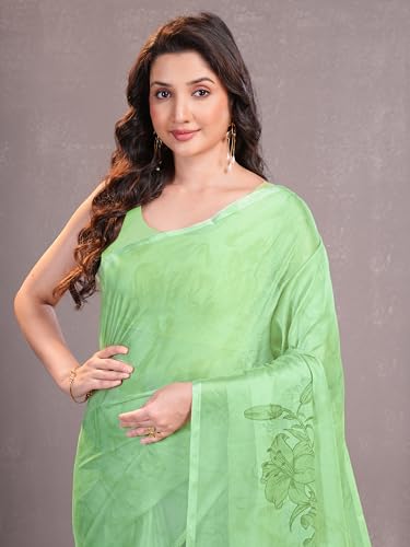 Image of Garden Vareli Floral Print Chiffon Saree