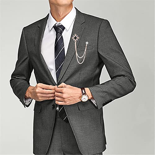 Image of 2PCS Long Chain Brooch Crystal Tassel Brooch Pin Gem Brooch Fashion Scarf Tie Pins for Women Men Wedding