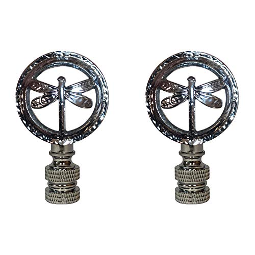 Image of Royal Designs, Inc. Decorative Hovering Dragonfly Finial for Lamp Shade, Chrome - Pack of 2