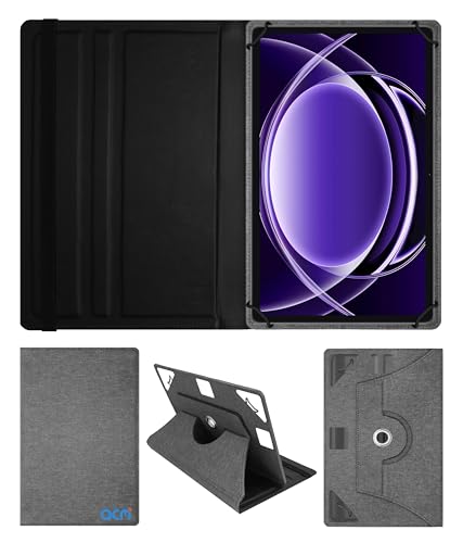 Image of ACM Rotating Nylon Case Cover Viewing Stand Compatible with Brave Ark 12.95 inch Tablet Front & Back Cover Grey