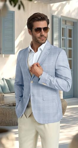 Men's Casual Blazer Slim Fit Suit Jacket for Men Plaid Blazer 2 Buttons Sports Coats for Mens Lightweight Blazers2