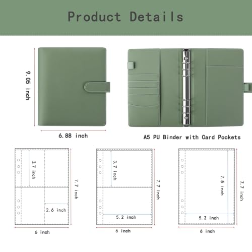 Image of Sticker Binder Organizer with Storage Sleeves,Reusable Stickers Collecting Book Album Holder, A5 Blank Sticker Container Organizer-Dark Green