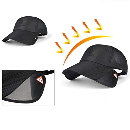 Boné de beisebol ajustável PRETYZOOM com secagem rápida e proteção solar (Preto), Preto, 35*25*5cm