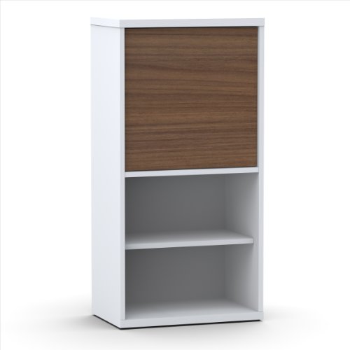 Nexera Liber-T 1-Door Bookcase, 38-Inch, White and Walnut