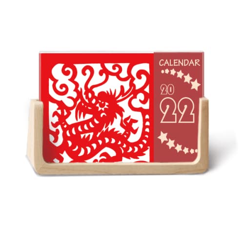 Calendrier de bureau 2022 dragon en papier découpé pour décorer le salon ou l'espace télétravail