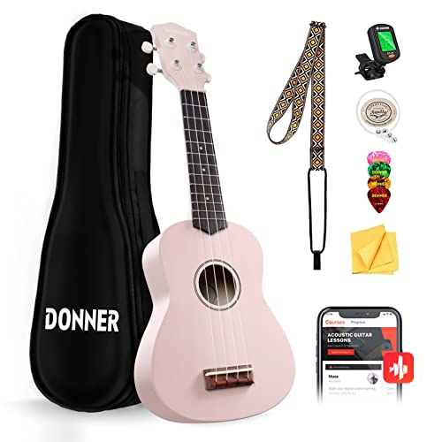 Donner EC1755 Soprano Ukulele For Beginner 21 Inch Matte Ukulele Beginner Kit With Bag Strap Tuner Strings Picks Cloth, Free Online Lessons, Kids Holiday Christmas & Birthday Gift cover