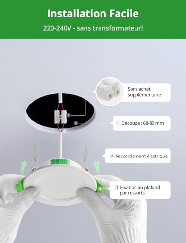 Spot encastrable led extra plat 5w blanc chaud neutre froid