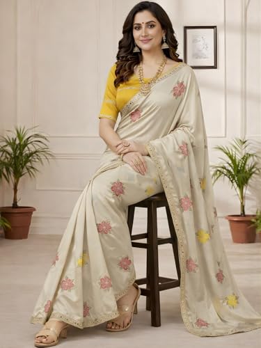 Image of Star Georgette Saree with Sequin Embroidery Work and Embroidered Blouse (Star-104)