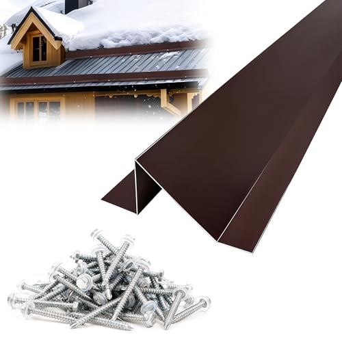 3.9 Ft Metal Roof Snow Guards with Screws Snow Stops for Metal Roofs Ice Guards for Aluminum Roofing Panels, Wood Canopy, 16 PCS - 62 Ft Kit Brown