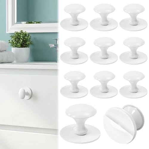 10 Pcs Pomos y Tiradores Armarios Blancos Tiradores Mueble Redondo Autoadhesivo Para Cajones Pomo Cajon Blanco Tiradores Modernos Cocina Acero Inoxidable Para Cajón De Gabinete Para Cocina Banos