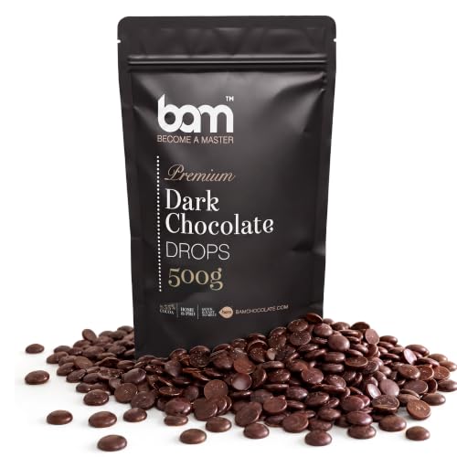 BAM Zartbitter Schokolade Drops Kuvertüre Backschokolade (55 6% Kakao) Schokodrops zum Backen & Schmelzen Dark Chocolate Chips für Cookies Schokofondue & Schokobrunnen - 500 g