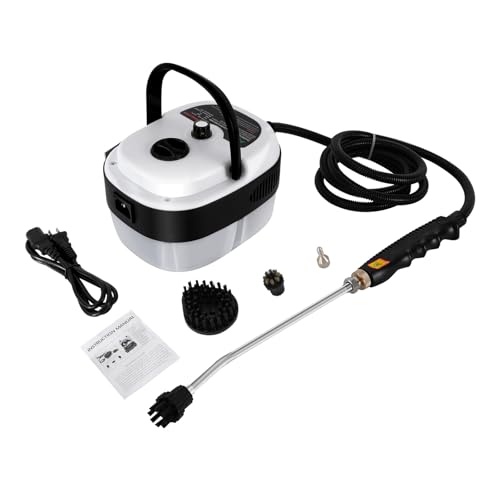 110V Steam Cleaner w/6 Gears Adjustment, 2500W Handheld High Temp Portable Cleaning Machine w/3 Brush Heads, High Pressure Pressurized Steam Cleaner for Kitchen Bathroom Grout Furniture?White?
