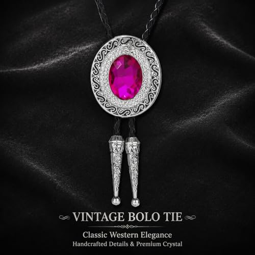 Image of Western Bolo Tie Cowboy Bolo Ties Rhinestone Necklace Bola Tie for Men Women