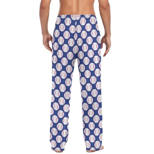 Blue White Baseball Mens Pajama Pants Lounge Bottoms Soft Sleep Pants S4