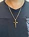 Dubai Collections 24K Gold Cross Necklace for Men Pendant Solid Plated Clasp Women, Thin for Charms Miami Cuban Link Diamond Cut (22.0)