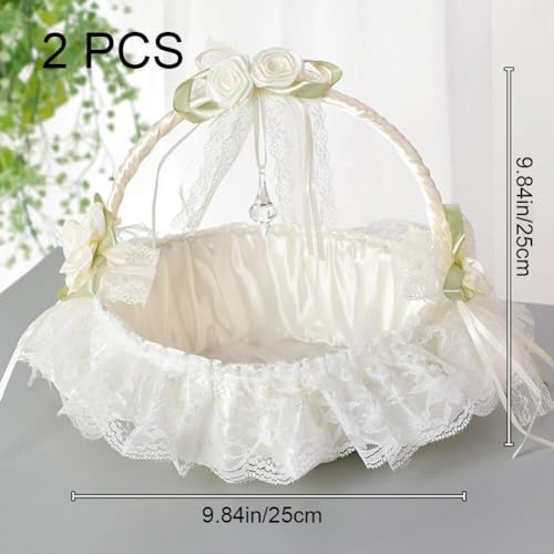Panier de fleurs en soie blanche résistant pour cortège d'enfants - 3