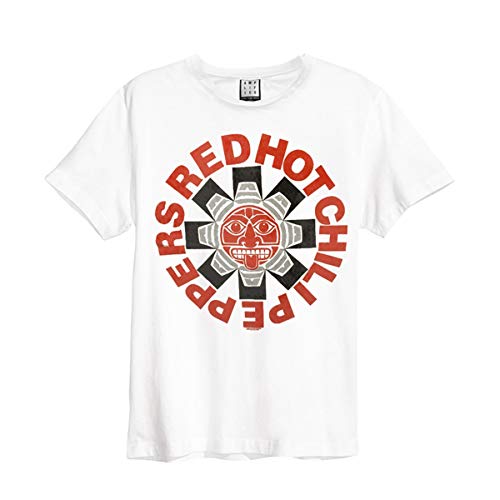 Red Hot Chili Peppers T Shirt Aztec Band Logo Nouveau Officiel Homme Blanc - Les Beatles, Paul McCartney, John Lennon, RIngo Starr, George Harrison Red Hot Chili Peppers T Shirt Aztec Band Logo Nouveau Officiel Homme Blanc